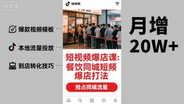 短视频爆店课，餐饮同城短视频爆店打法-泡泡网创