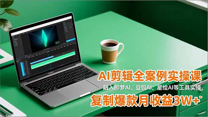 AI剪辑全案例实操课，融入即梦AI、豆包AI、星绘AI等工具实操，复制爆款月收益3W+-泡泡网创