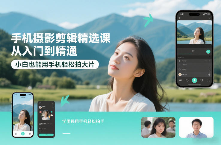 手机摄影剪辑精选课，从入门到精通，小白也能用手机轻松拍大片-泡泡网创