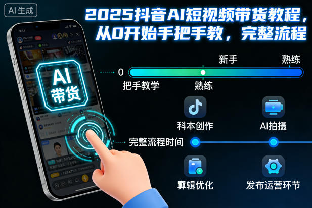 2025抖音AI短视频带货教程，从0开始手把手教，完整流程-泡泡网创