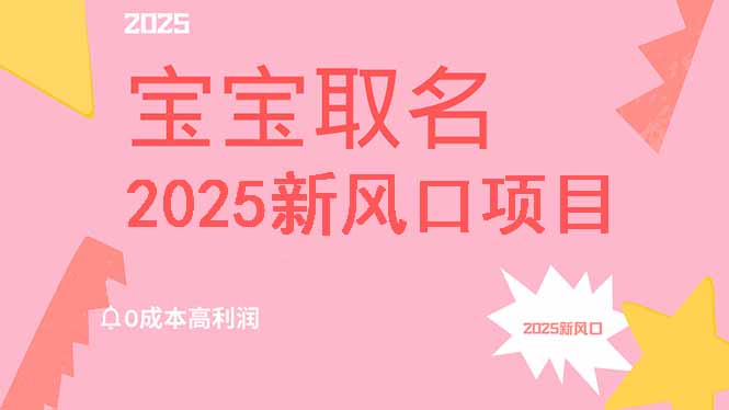 2025新风口项目宝宝取名，0成本高利润，附保姆级教程，月入过万不是梦-泡泡网创