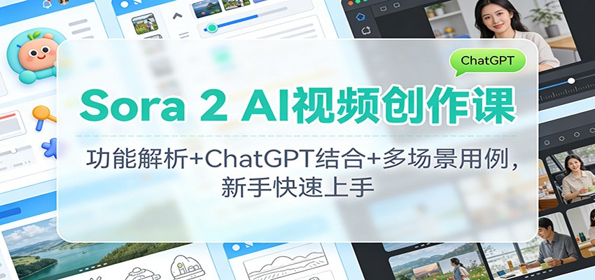Sora 2 AI视频创作课：功能解析+ChatGPT结合+多场景用例，新手快速上手-泡泡网创