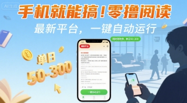 手机就能搞！零撸阅读挂G，最新平台，一键自动运行，随时随地挣，单日50-3张+【揭秘】-泡泡网创