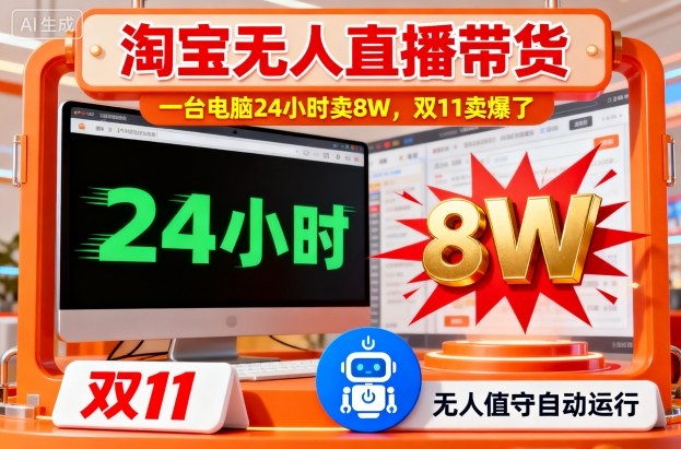 淘宝无人直播带货，一台电脑214小时卖8W，双11卖爆了【揭秘】-泡泡网创