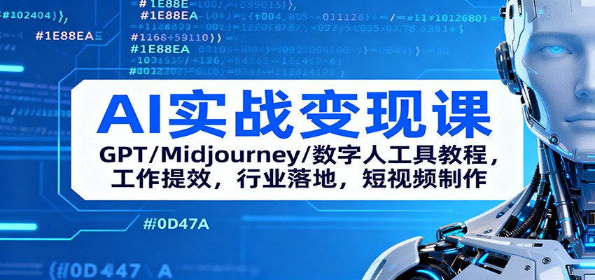 AI实战变现课：GPT/Midjourney/数字人工具教程，工作提效，行业落地，短视频制作-泡泡网创