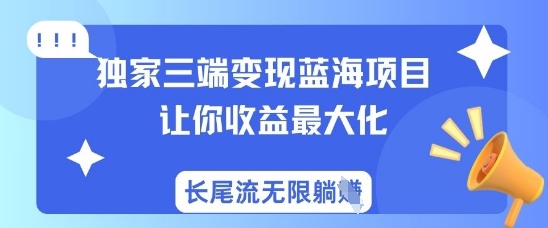 独家三端变现蓝海项目，让你收益最大化，长尾流无限躺挣-泡泡网创