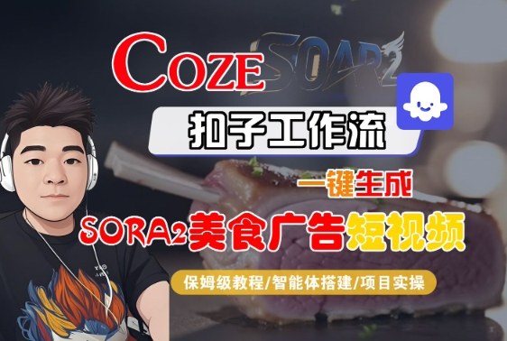 Coze扣子智能体工作流一键生成“SORA2美食广告“短视频，全流程保姆级教学-泡泡网创