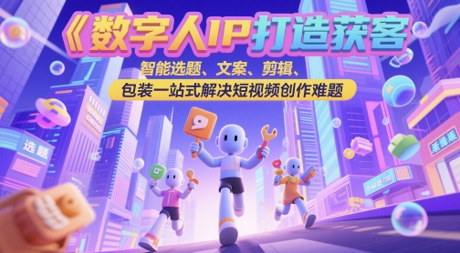 数字人IP打造获客变现实操课，智能选题、文案、剪辑、包装一站式解决短视频创作难题-泡泡网创
