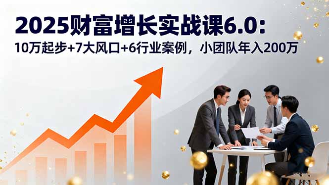 2025财富增长实战课6.0：10万起步+7大风口+6行业案例，小团队年入200万-泡泡网创