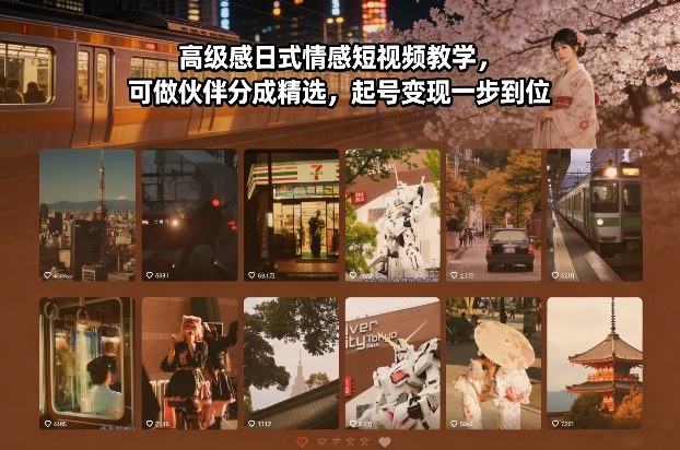 高级感日式情感短视频教学，可做伙伴分成精选，起号变现一步到位-泡泡网创