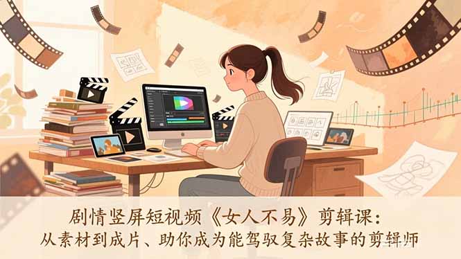 剧情竖屏短视频《女人不易》剪辑课：从素材到成片、助你成为能驾驭复杂故事的剪辑师-泡泡网创