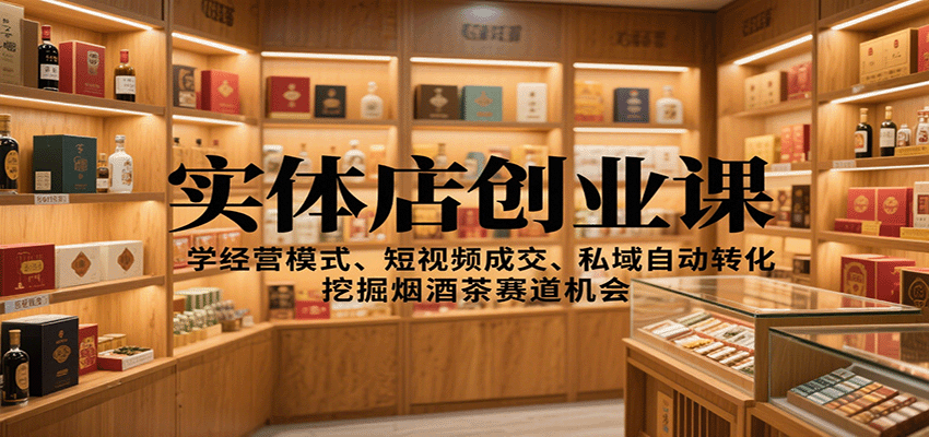 实体店创业课：学经营模式、短视频成交、私域自动转化，挖掘烟酒茶赛道机会-泡泡网创