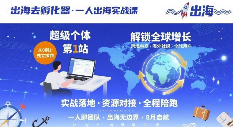 出海去孵化器，一人出海实战课，​超级个体第1站，解锁全球增长-泡泡网创