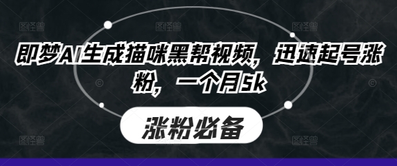 即梦AI生成猫咪黑帮视频，迅速起号涨粉，一个月5k-泡泡网创