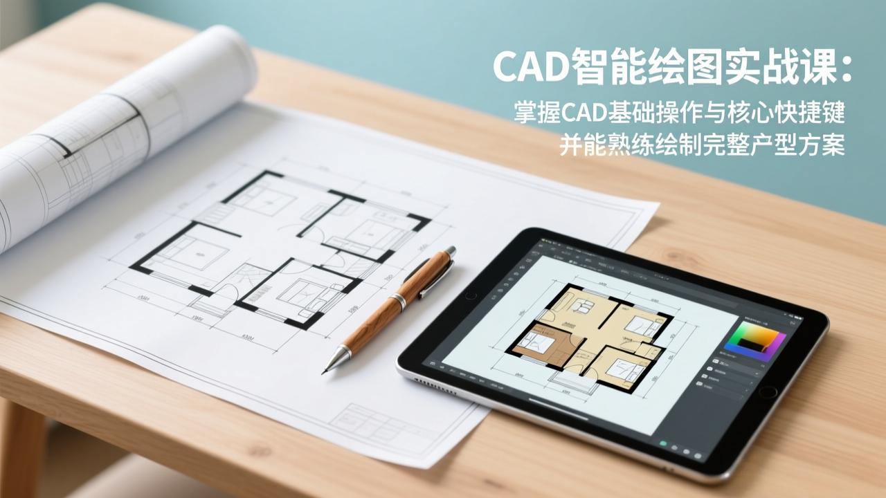 CAD智能绘图实战课：掌握CAD基础操作与核心快捷键，并能熟练绘制完整户型方案-泡泡网创