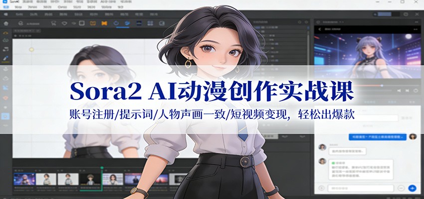 Sora2 AI动漫创作实战课：账号注册/提示词/人物声画一致/短视频变现，轻松出爆款-泡泡网创