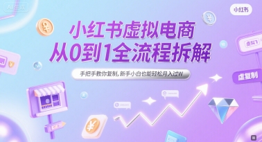 小红书虚拟电商从0到1全流程拆解，手把手教你复制，新手小白也能轻松月入过W-泡泡网创