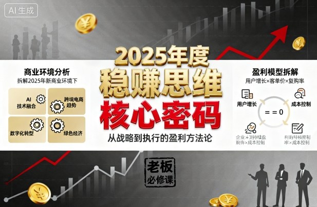 2025年度稳賺思维老板创业营，拆解2025年新商业环境下，企业实现持续盈利的核心密码-泡泡网创