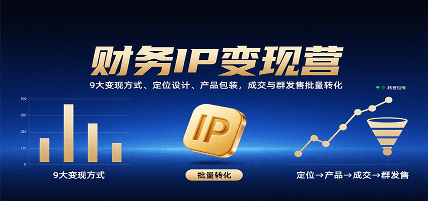 财务IP变现营：9大变现方式、定位设计、产品包装，成交与群发售批量转化-泡泡网创