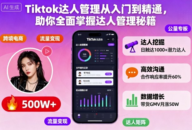 Tiktok达人管理从入门到精通，助你全面掌握达人管理秘籍-泡泡网创