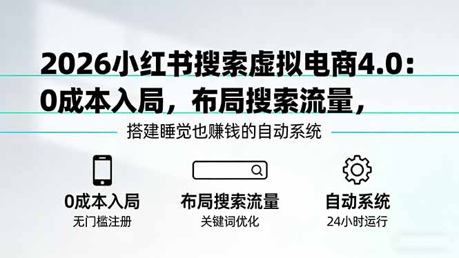 2026小红书搜索虚拟电商4.0：0成本入局，布局搜索流量，搭建睡觉也赚钱的自动系统-泡泡网创