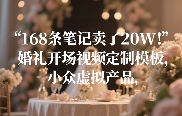 168条笔记卖了20W！婚礼开场视频定制模板，小众虚拟产品-泡泡网创