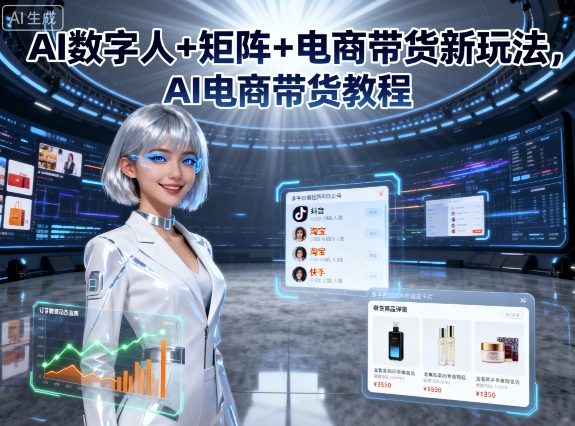 AI数字人+矩阵+电商带货新玩法，AI电商带货教程-泡泡网创