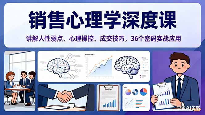 销售心理学深度课，讲解人性弱点、心理操控、成交技巧，36个密码实战应用-泡泡网创