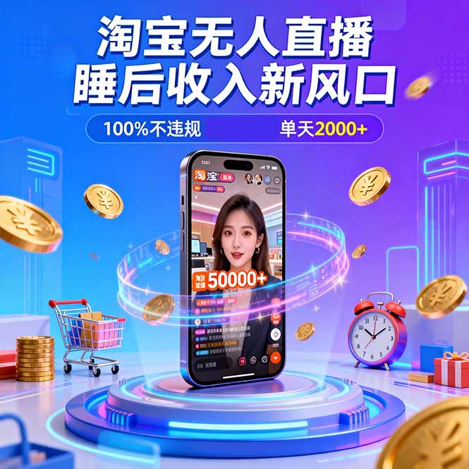 淘宝无人直播，不违规不封号，直播100小时卖了5万，年底旺季！-泡泡网创