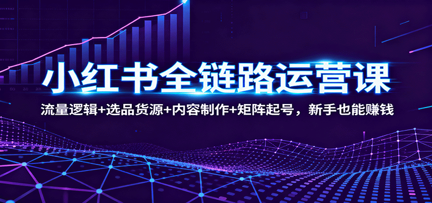 小红书全链路运营课：流量逻辑+选品货源+内容制作+矩阵起号，新手也能赚钱-泡泡网创