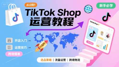 TikTok Shop从0到1运营教程，TikTok跨境电商新手必学课程-泡泡网创