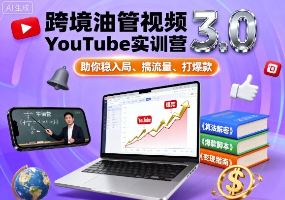 跨境油管视频YouTube实训营3.0，助你稳入局、搞流量、打爆款-泡泡网创