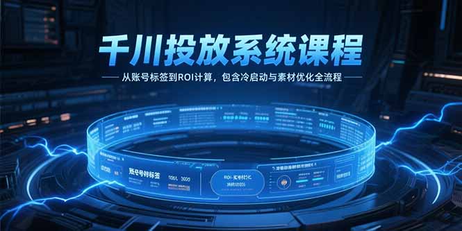 千川投放系统课程，从账号标签到ROI计算，包含冷启动与素材优化全流程-泡泡网创