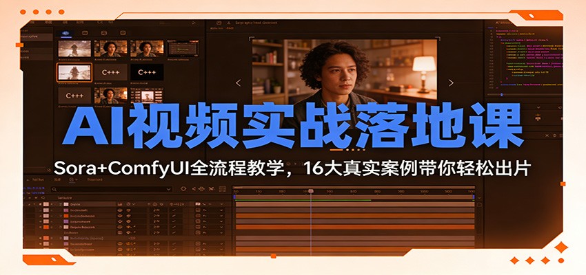 AI视频实战落地课：Sora+ComfyUI全流程教学，16大真实案例带你轻松出片-泡泡网创