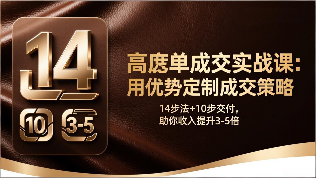 高客单成交实战课：用优势定制成交策略，14步法+10步交付，助你收入提升3-5倍-泡泡网创