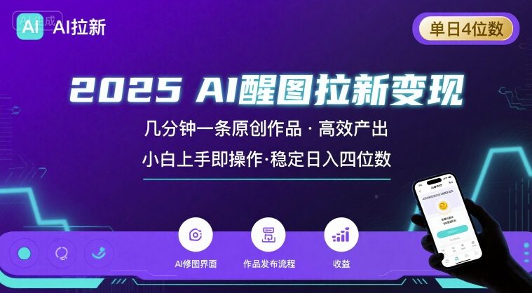 2025最强AI醒图拉新，几分钟一条原创作品，单日收入4位数，小白也能上手操作-泡泡网创