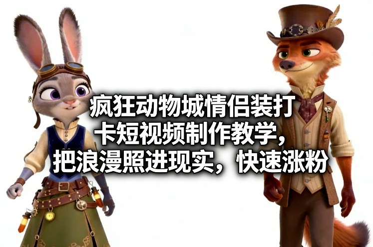 疯狂动物城情侣装打卡短视频制作教学，把浪漫照进现实，快速涨粉-泡泡网创