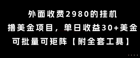 外面收费2980的挂G撸美金项目，单日收益30+美金，可批量可矩阵【揭秘】-泡泡网创