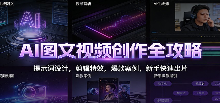 AI图文视频创作全攻略：提示词设计，剪辑特效，爆款案例，新手快速出片-泡泡网创