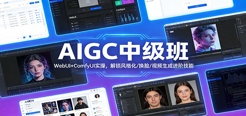 AIGC中级班：WebUI+ComfyUI实操，解锁风格化/换脸/视频生成进阶技能-泡泡网创