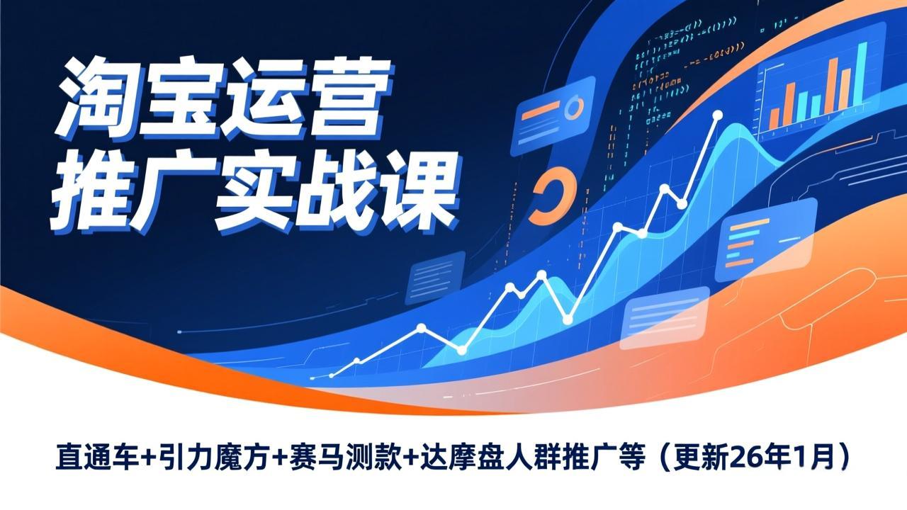 淘宝运营推广实战课，直通车+引力魔方+赛马测款+达摩盘人群推广等(更新26年1月-泡泡网创