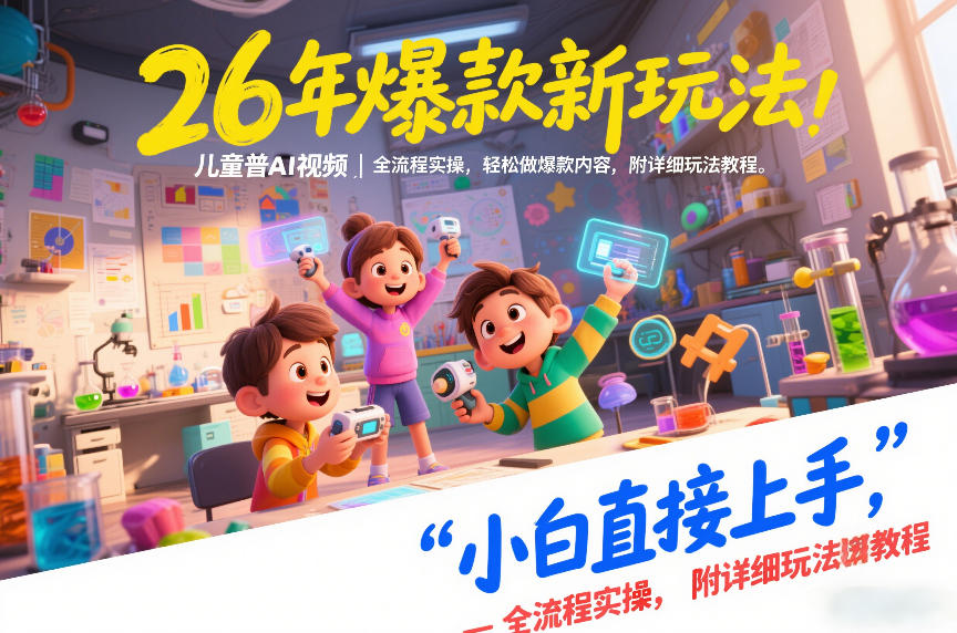26年爆款新玩法，儿童科普AI视频，全流程实操，轻松做爆款内容，小白直接上手，附详细玩法教程-泡泡网创