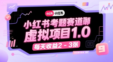 小红书考题赛道虚拟项目1.0，项目操作简单，每天收益2-3张-泡泡网创