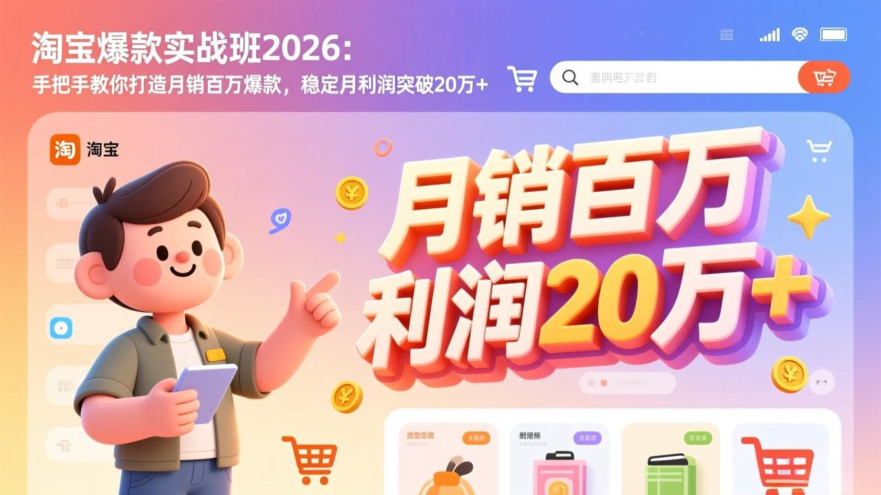 淘宝爆款实战班2026：手把手教你打造月销百万爆款，稳定月利润突破20万+-泡泡网创
