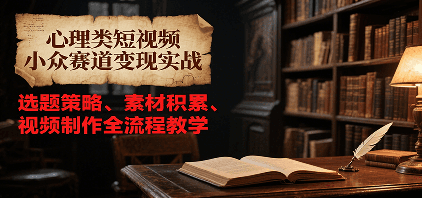 心理类短视频小众赛道变现实战，选题策略、素材积累、视频制作全流程教学-泡泡网创