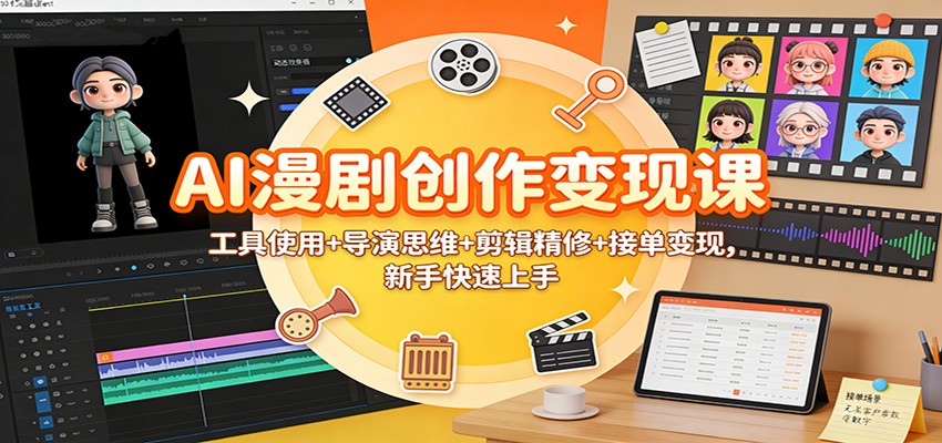 AI漫剧创作变现课：工具使用+导演思维+剪辑精修+接单变现，新手快速上手-泡泡网创