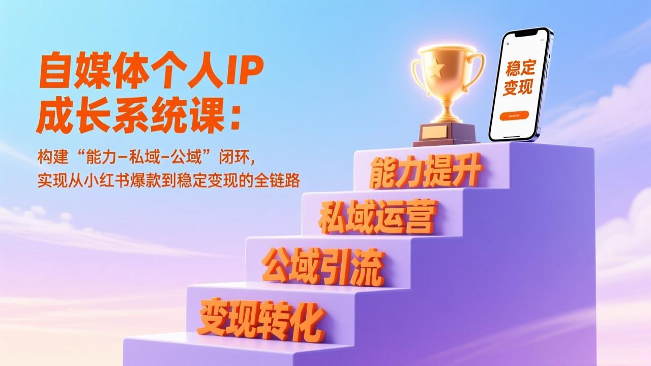 自媒体个人IP成长系统课：构建“能力-私域-公域”闭环，实现从小红书爆款到稳定变现的全链路-泡泡网创