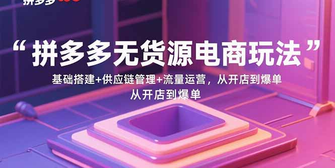 拼多多无货源电商玩法：基础搭建+供应链管理+流量运营，从开店到爆单-泡泡网创