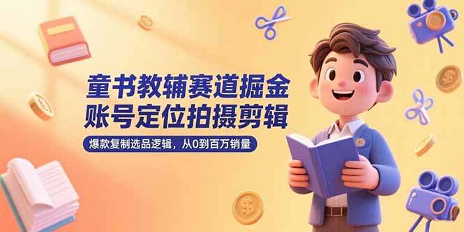 童书教辅赛道掘金，账号定位拍摄剪辑，爆款复制选品逻辑，从0到百万销量-泡泡网创