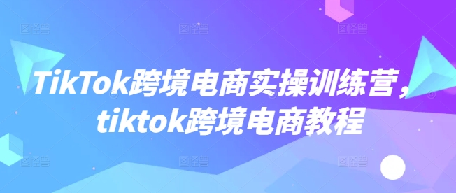 TikTok跨境电商实操训练营，tiktok跨境电商教程-泡泡网创